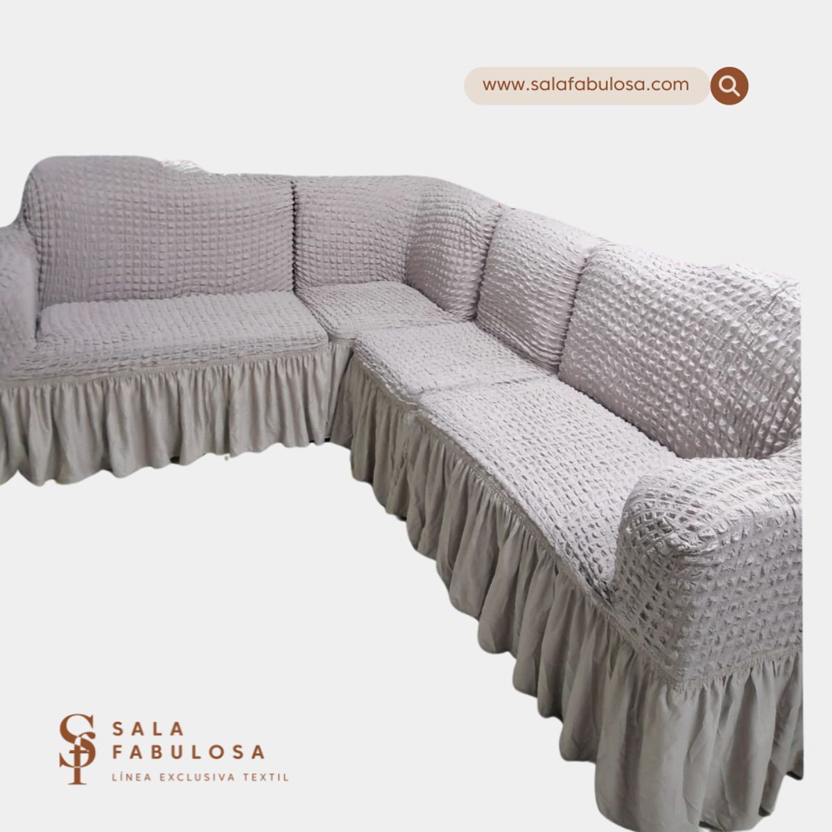 SALA FABULOSA - Funda de mueble modular 4 pzs Spandex burbuja Gris