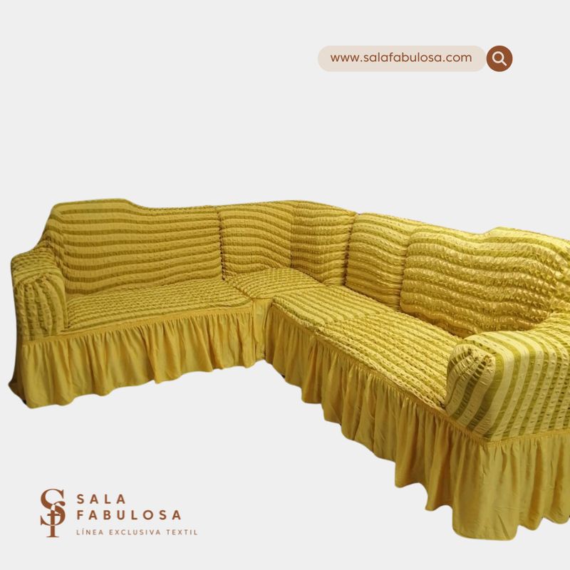 SALA FABULOSA - Funda de mueble modular 4 pzs Spandex burbuja ORO CLARO
