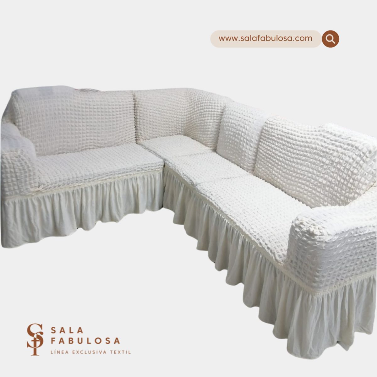 SALA FABULOSA - Funda de mueble modular 4 pzs Spandex burbuja BLANCO