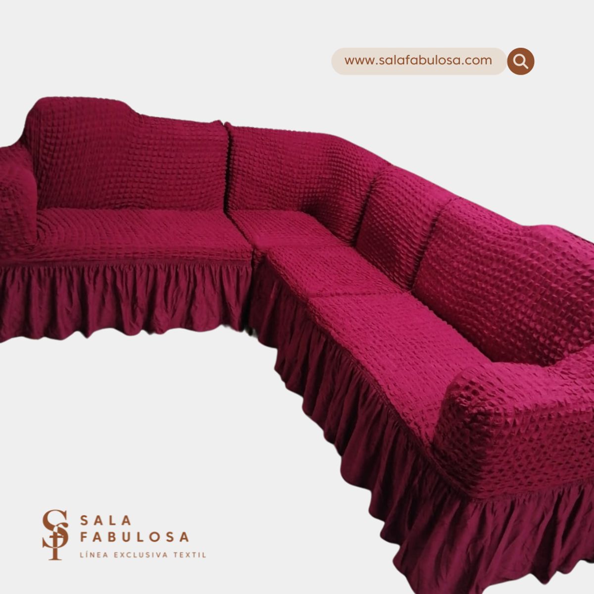 SALA FABULOSA - Funda de mueble modular 4 pzs Spandex burbuja GUINDA