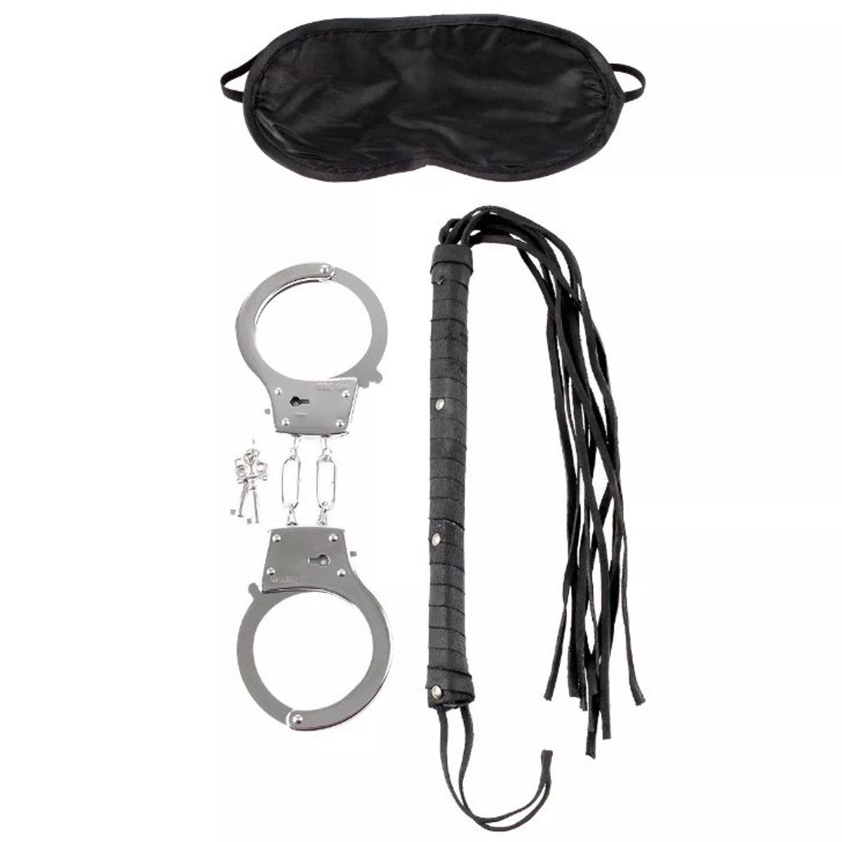 GENERICO - Pack Bondage x3 Esposas Antifaz y Látigo