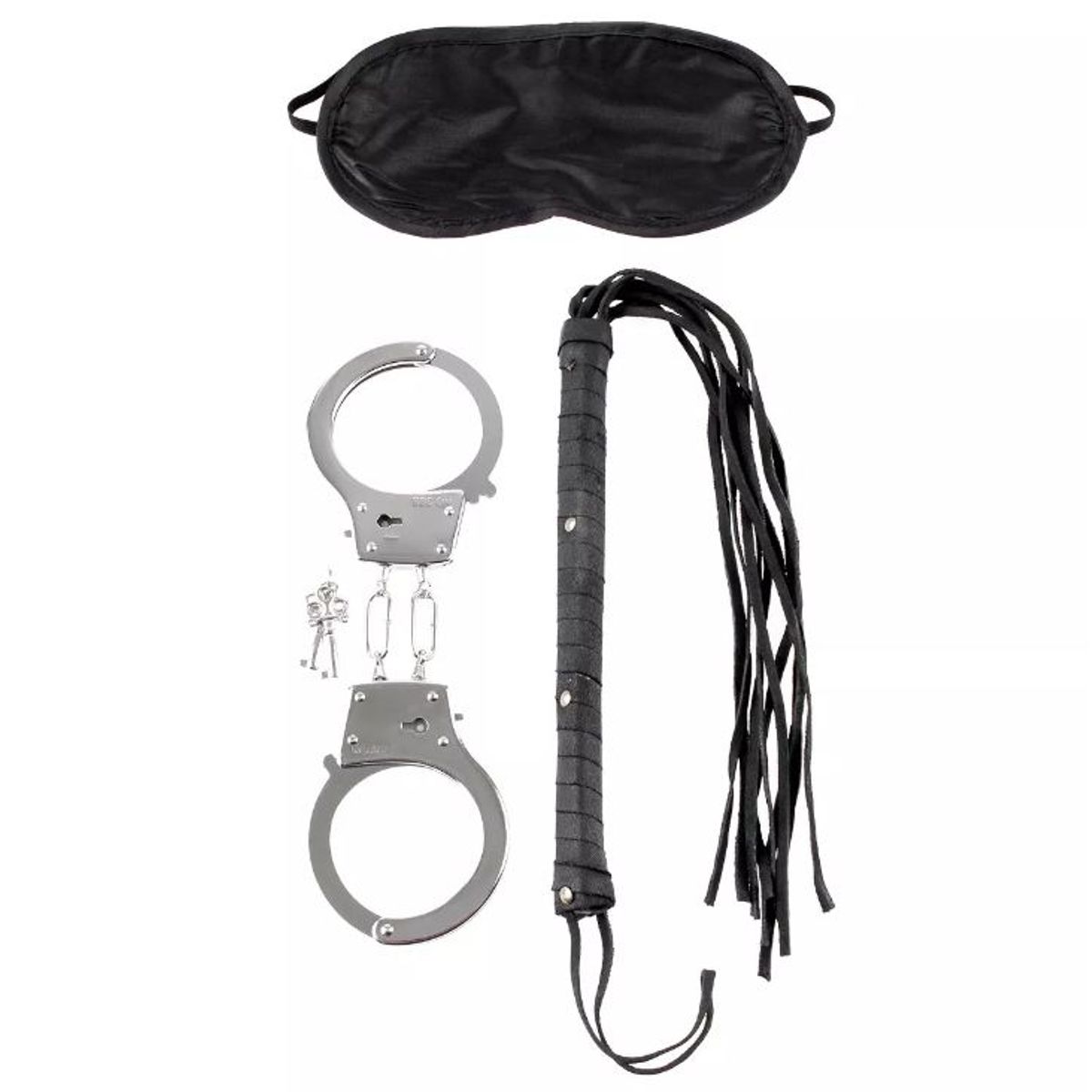 GENERICO - Pack Bondage x3 Esposas Antifaz y Látigo