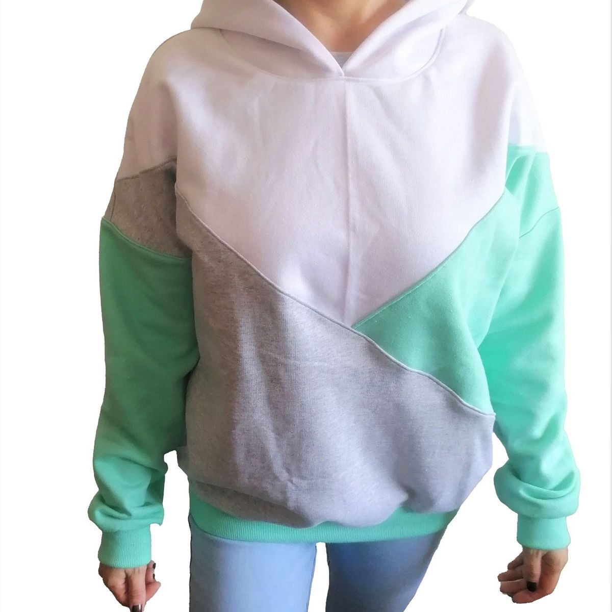 GENERICO - Polera Mujer Diseño Asimétrico con Capucha - Verde