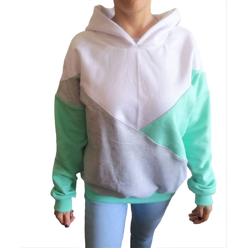 Polera Mujer Diseño Asimétrico con Capucha Verde GENERICO