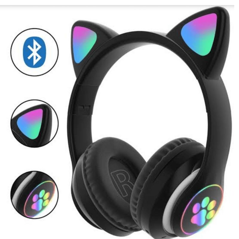 GENERICO - Audifonos Oreja de Gato Luz Led Color Negro