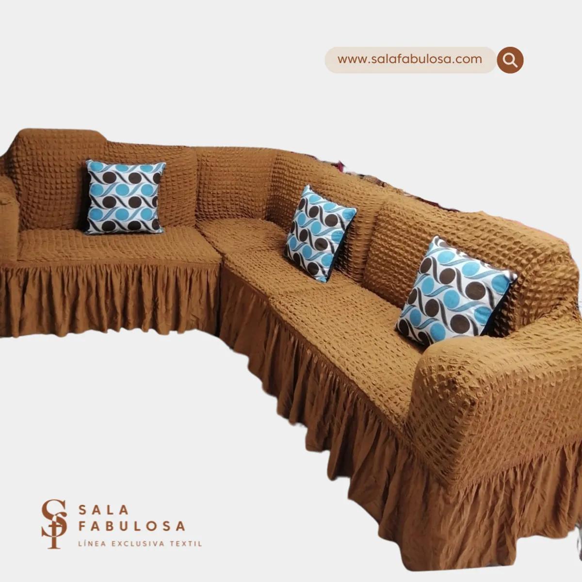 SALA FABULOSA - Funda de mueble modular 4 pzs Spandex burbuja CAMEL