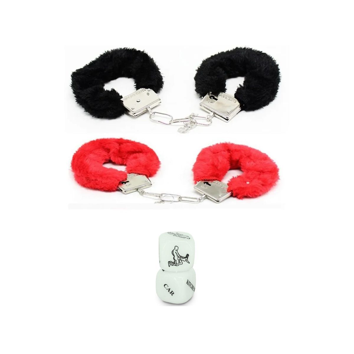 GENERICO - Pack BDSM X2 Esposas y Dados sexuales Kama Sutra