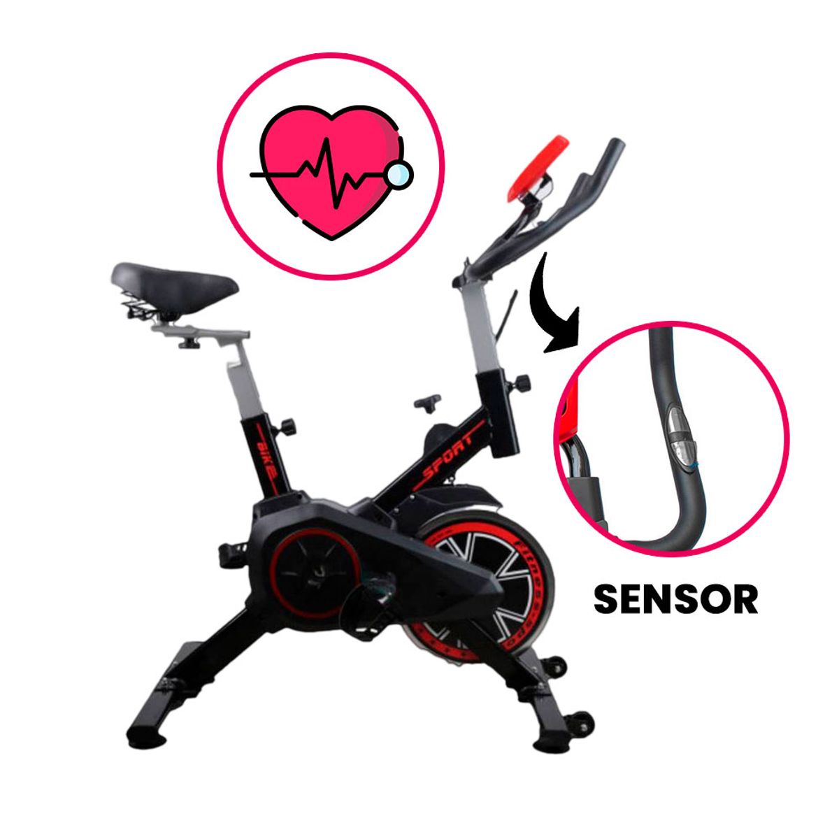 GENERICO - Bicicleta Spinning Estacionaria Ritmo Cardiaco 120kg Sensor