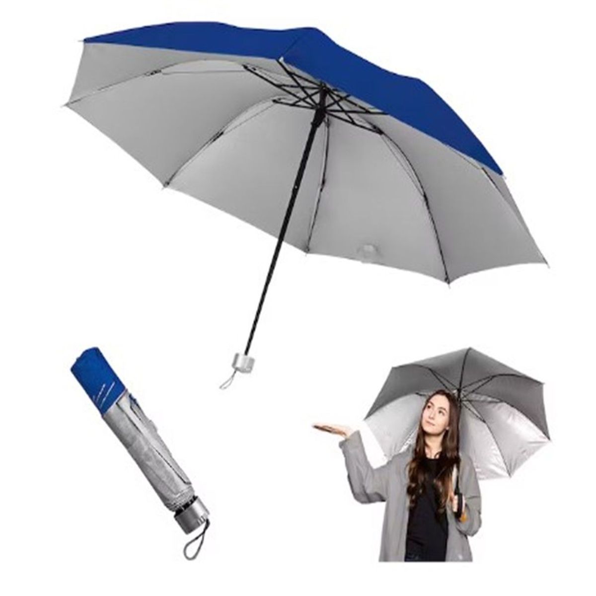 GENERICO - Sombrilla de Mano Plegable Paraguas para Sol LLuvia UV