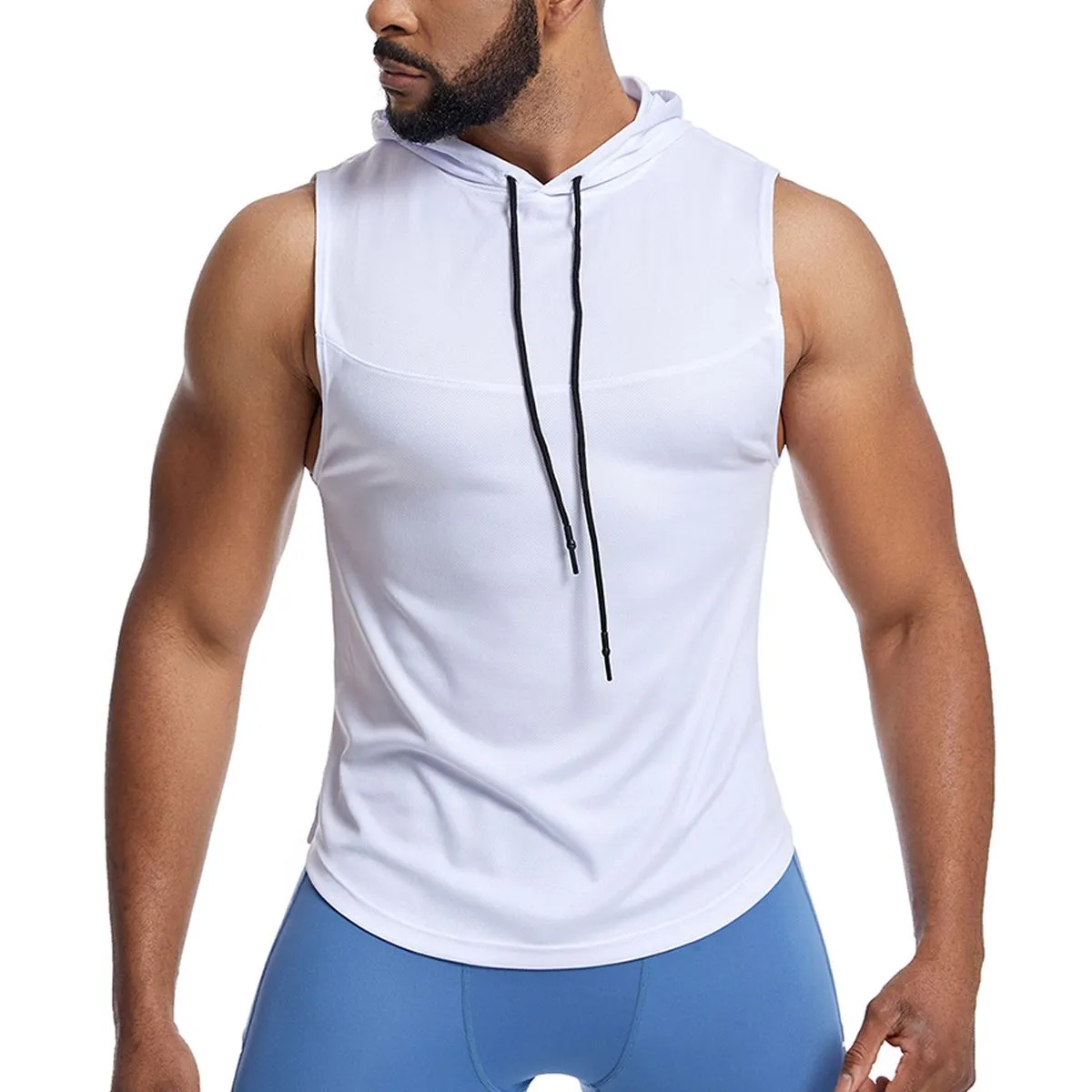 ZIMRAHYG - Chaleco de capucha de fitness para hombres ropa seca rápida