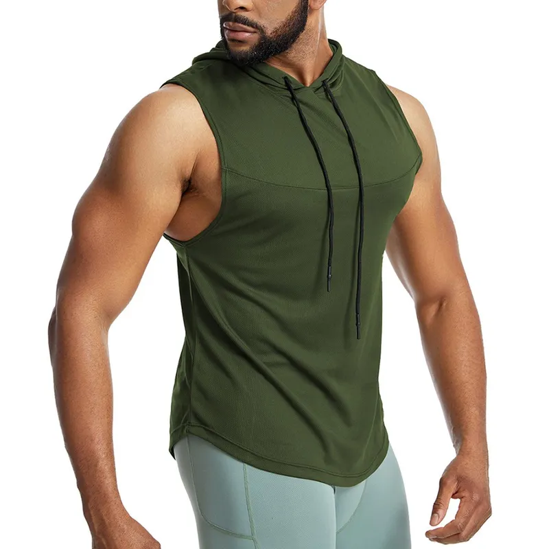 ZIMRAHYG - Chaleco de capucha de fitness para hombres ropa seca rápida