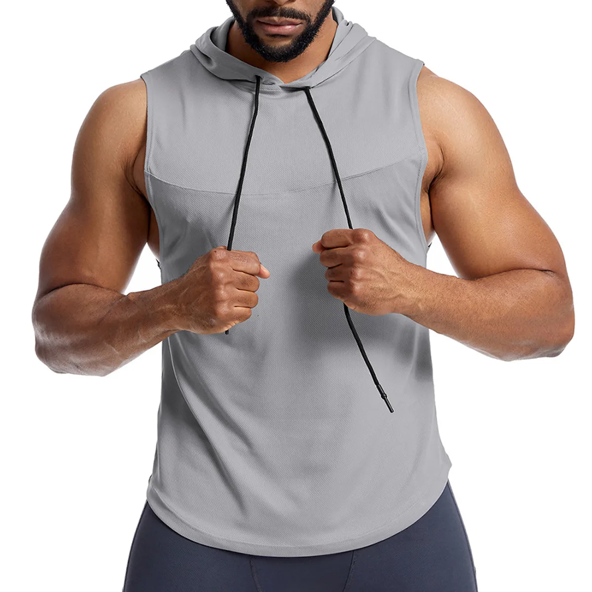 ZIMRAHYG - Chaleco de capucha de fitness para hombres ropa seca rápida