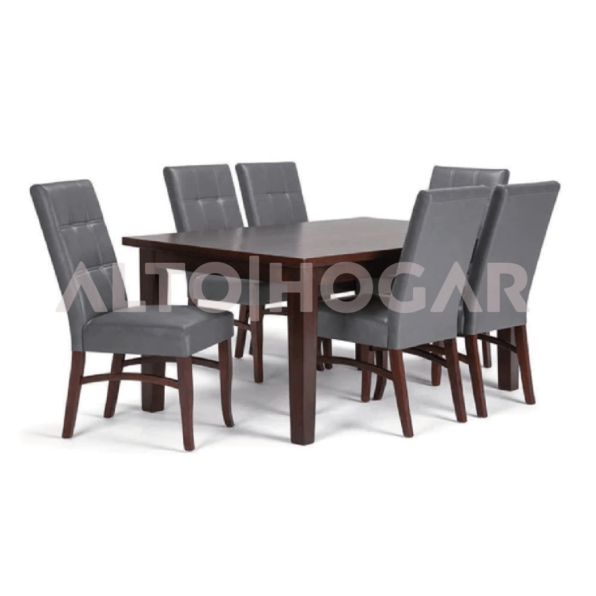 ALTO HOGAR - Juego de Comedor Alto Hogar 6 Sillas Memph Gris Oscuro
