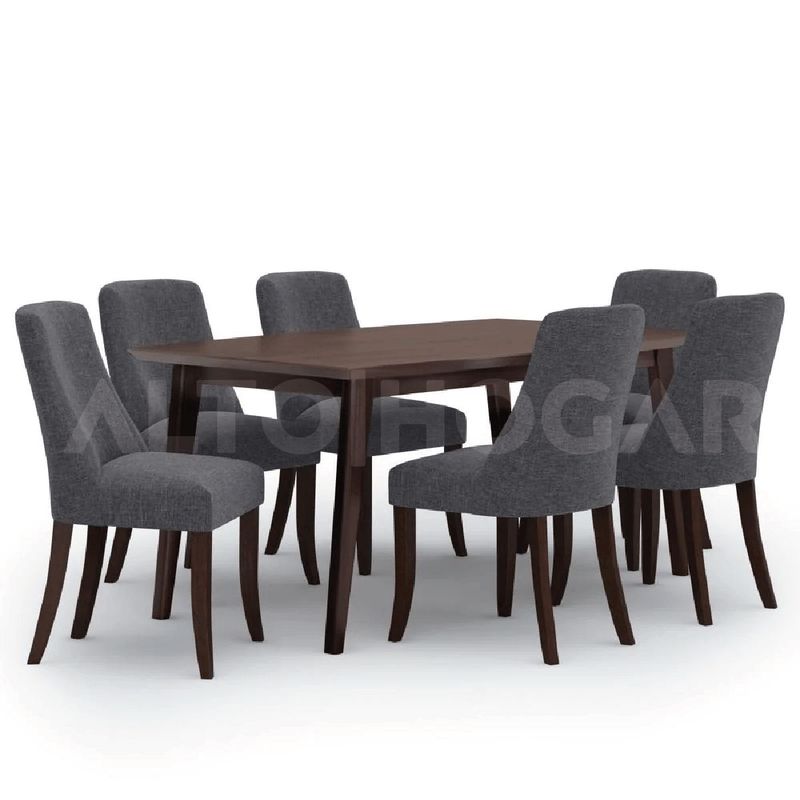 ALTO HOGAR - Juego de Comedor Alto Hogar 6 Sillas Loranna Gris Oscuro