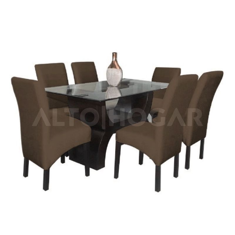 ALTO HOGAR - Juego de Comedor 6 Sillas Norly Marrón Madera Tornillo