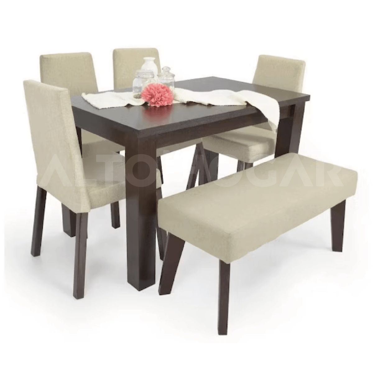 ALTO HOGAR - Juego de Comedor 6 Asientos Tracy Beige - Nogal Madera Tornillo