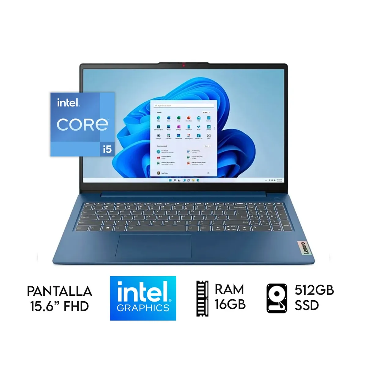 LENOVO - Laptop Ideapad Core I5 12450h Ram 16gb  SSD 512GB 15.6" FHD Color Abyss Blue