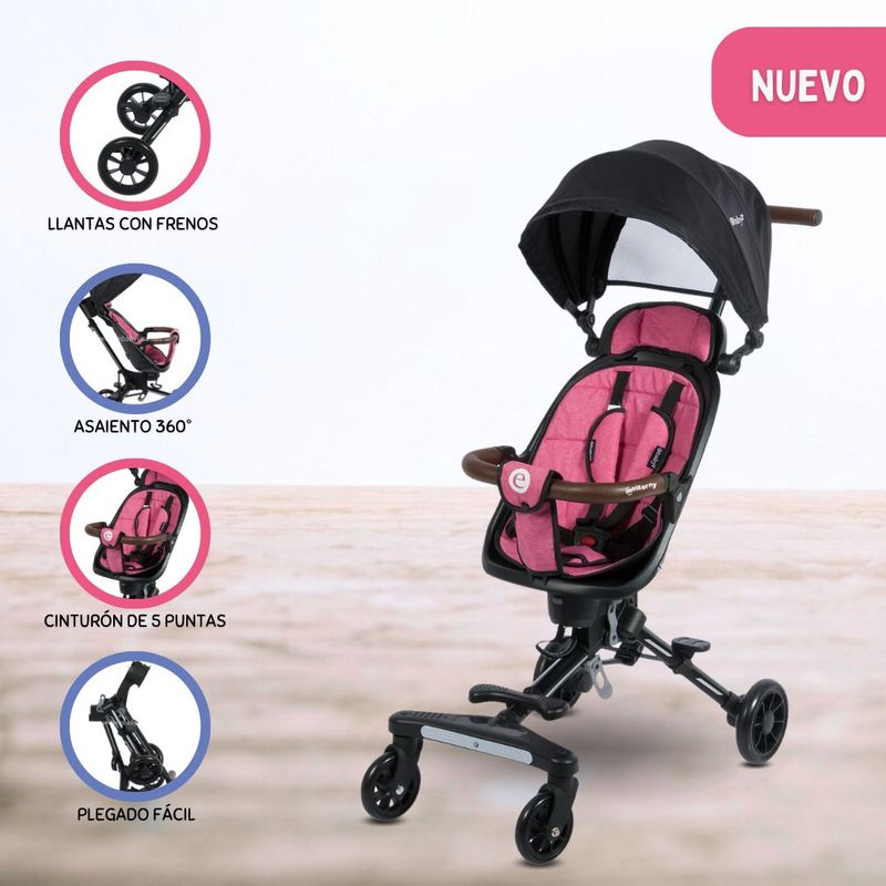 EBABY - Coche Plegable Giratorio 360º «EASY TRAVEL» Pink