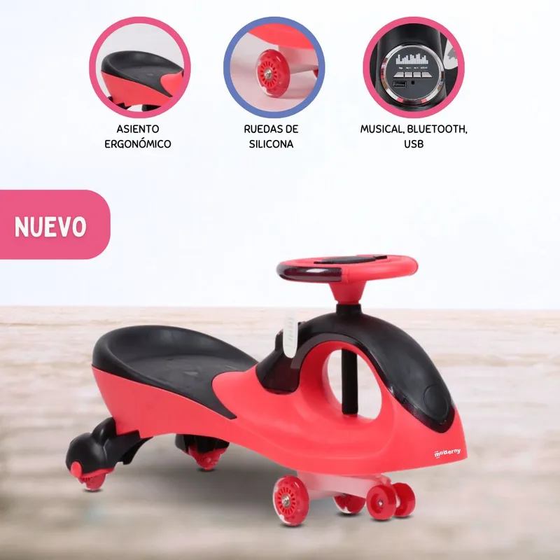 GENERICO - Correpasillo Musical USB 360º «TWIST CAR V» Red