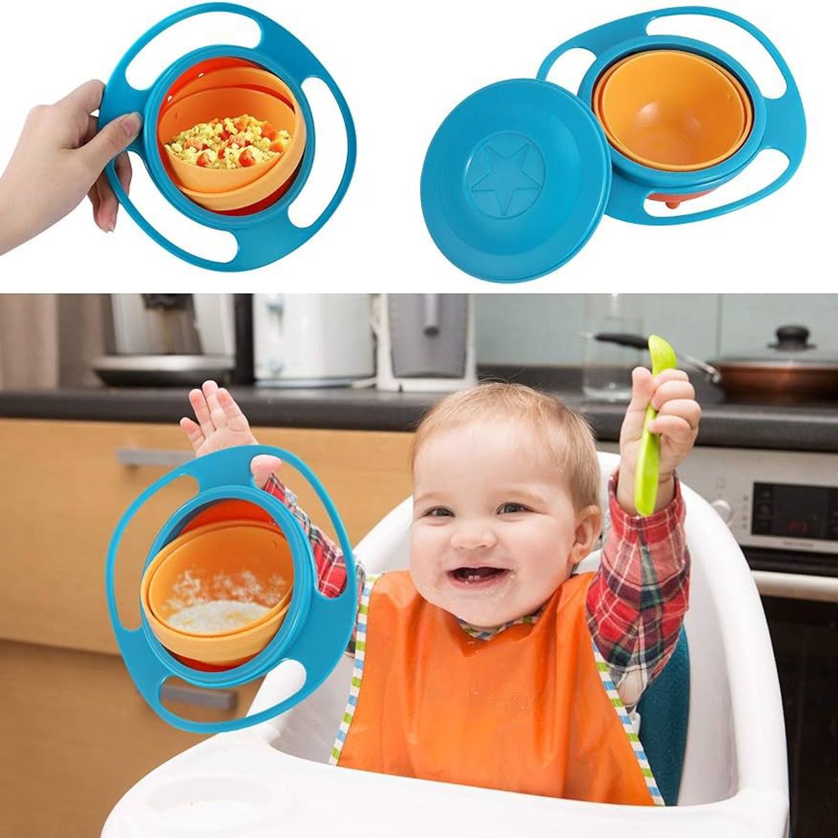 GENERICO - Plato giratorio 360° Bowl Gyro color celeste