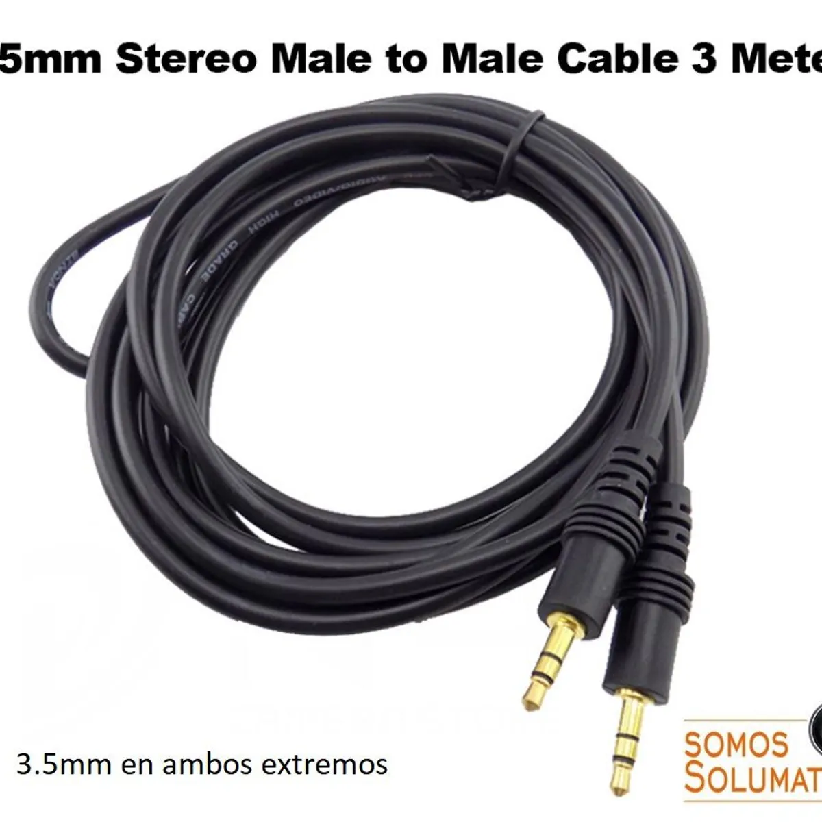 SEISA - Cable Auxiliar De Audio - 3.5mm - 3 Metros - Punta Dorada