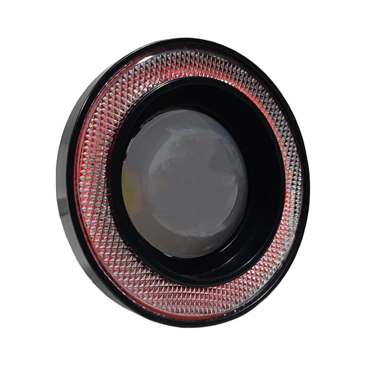 GENERICO - Par de Faro Led Neblinero Luz Blanca Aro Rojo Flash 3.5 Pulg