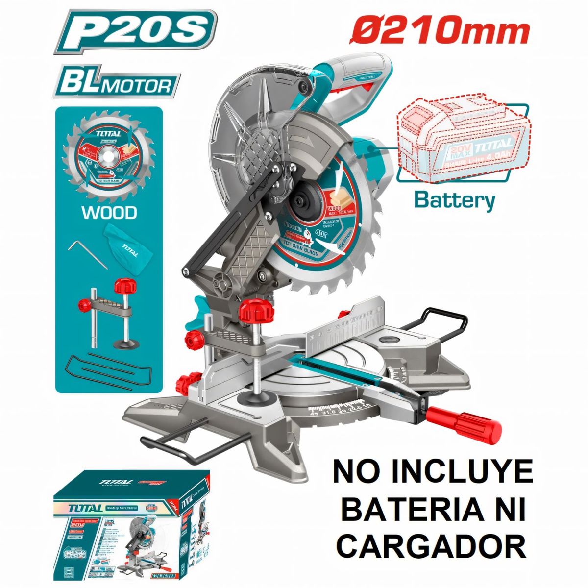TOTAL TOOLS - INGLETEADORA 20V 210MM SOLO CABEZAL-TMSLI2021