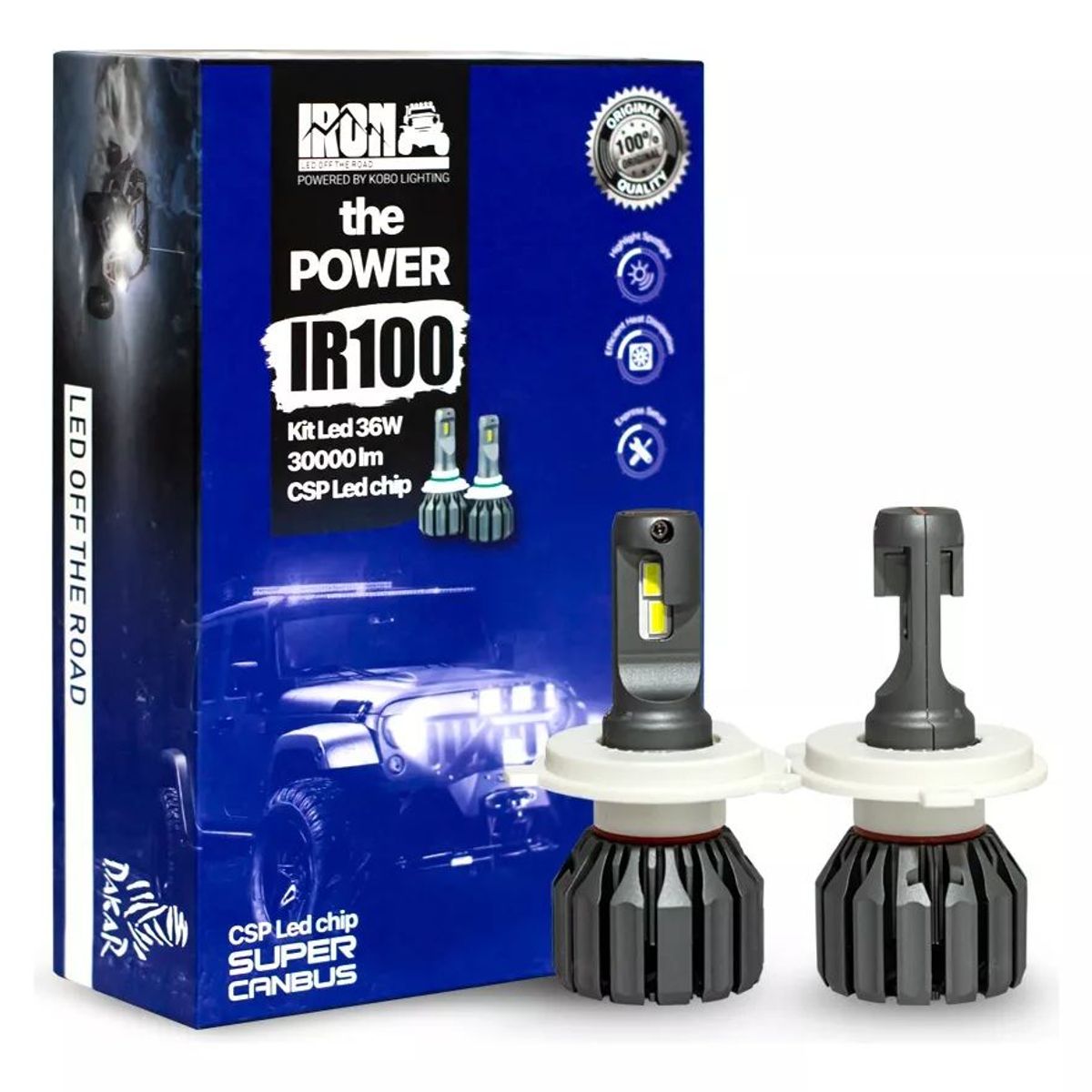 KOBO - Kit Focos LED IR100 H4 Chip LED CSP Tecnología  Alemana