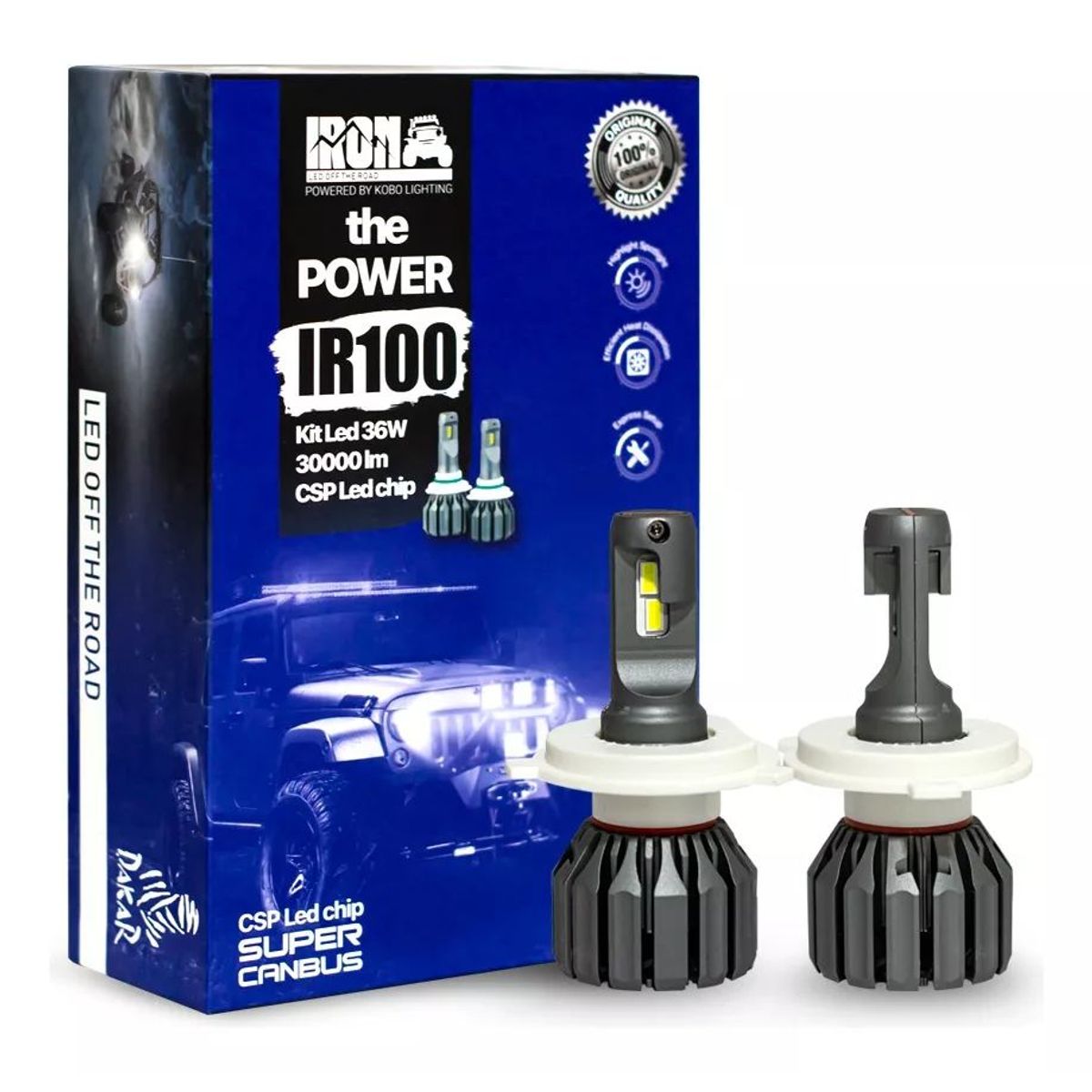 KOBO - Kit Focos LED IR100 H4 Chip LED CSP Tecnología  Alemana