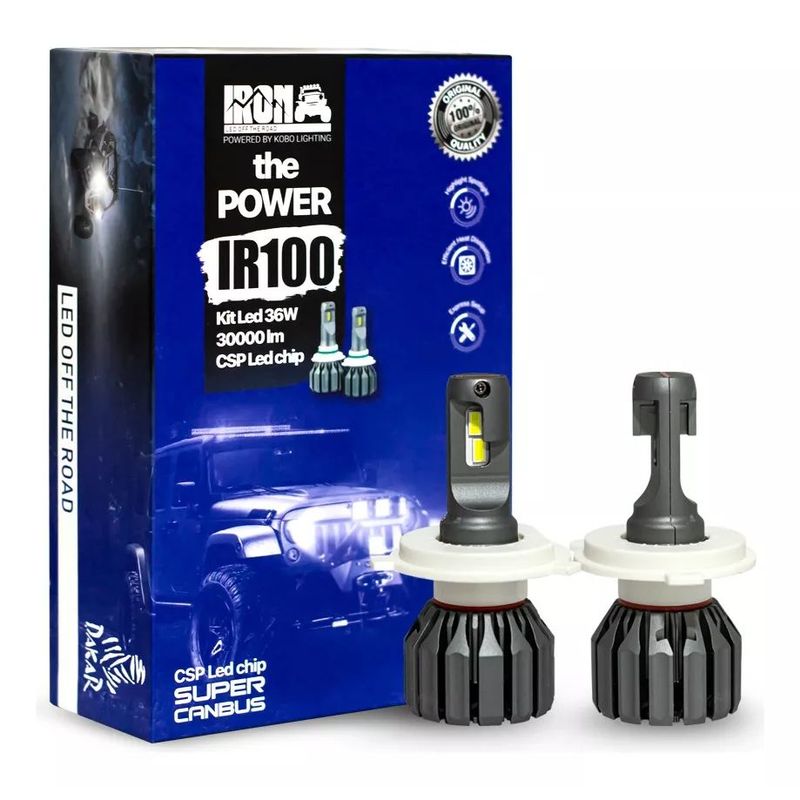 KOBO - Kit Focos LED IR100 H4 Chip LED CSP Tecnología  Alemana
