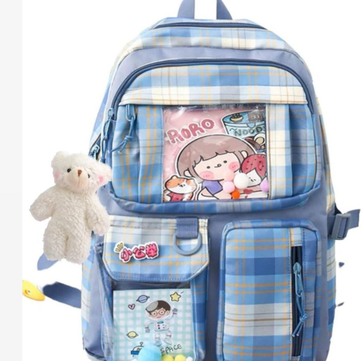 GENERICO - Mochila Kawaii Set de 4 piezas con accesorios Moda Coreana Q Tendencia