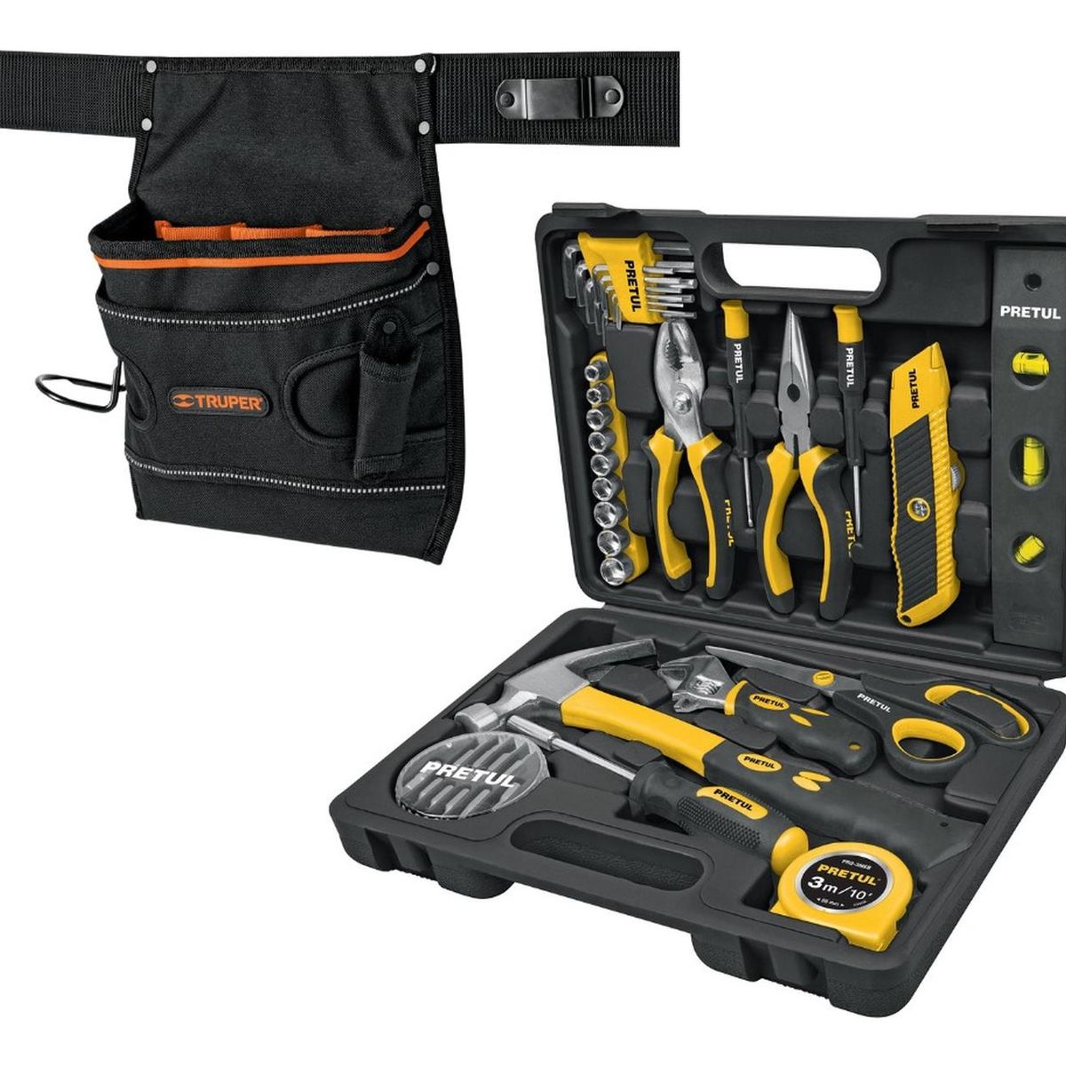 PRETUL - Combo Set de 42 Herramientas + Cinturon PortaHerramientas