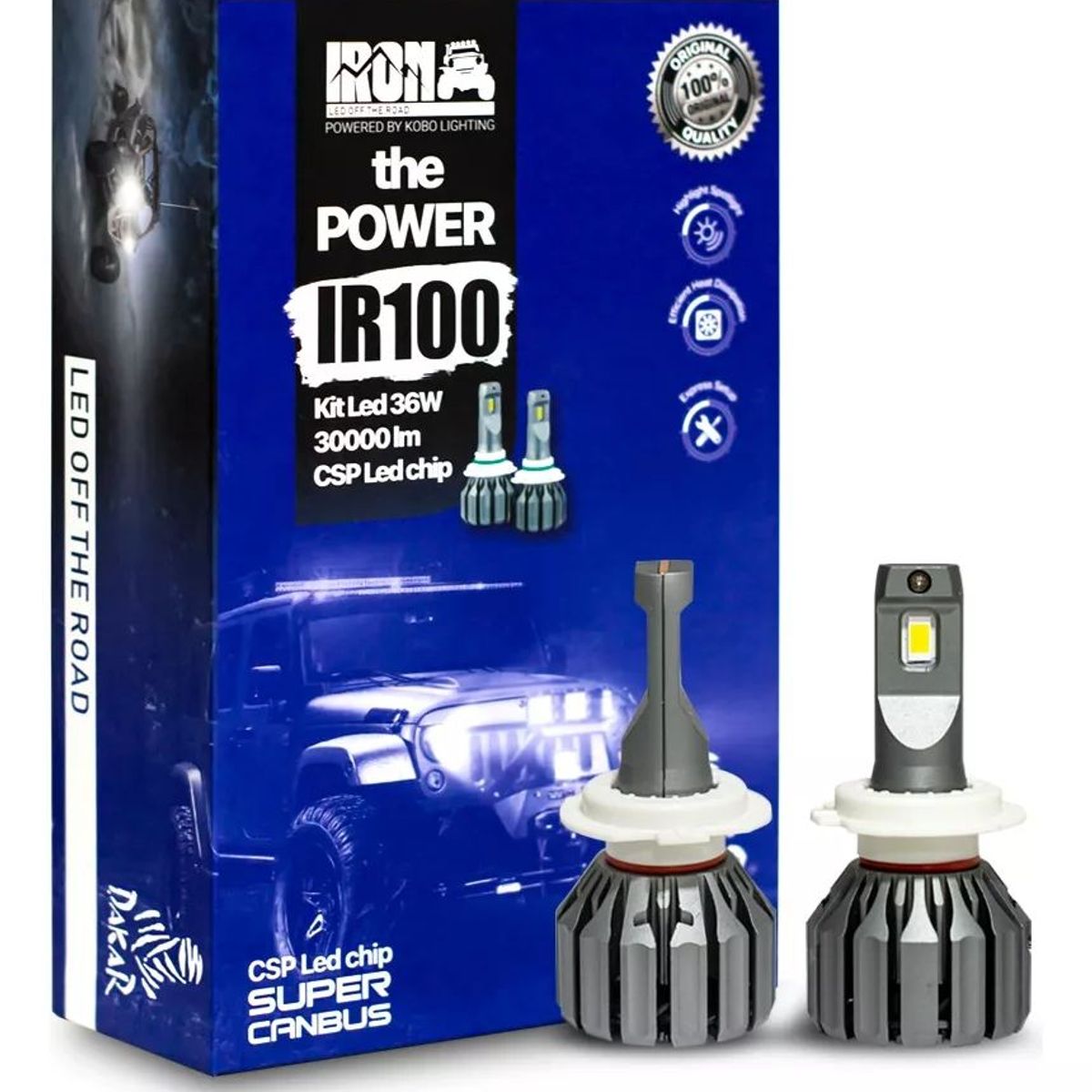 KOBO - Kit Focos Led Ir100 H7 Chip Led Csp Canbus Auto Rally Dakar