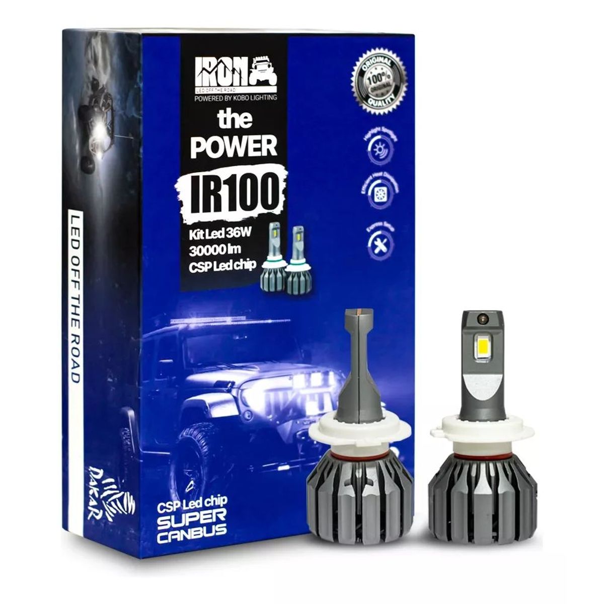 KOBO - Kit Focos Led Ir100 H7 Chip Led Csp Canbus Auto Rally Dakar