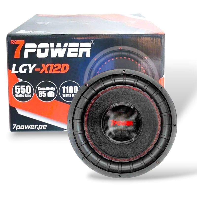 GENERICO - Subwoofer 12" Pulgadas 1100W, 550RMS 7 POWER  2 Bobina
