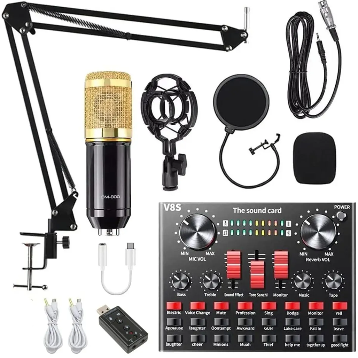 GENERICO - Kit Microfono Condensador Studio Pc Modelo Bm800 Tarjeta de Sonido