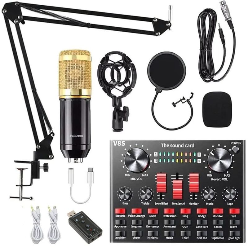 GENERICO - Kit Microfono Condensador Studio Pc Modelo Bm800 Tarjeta de Sonido