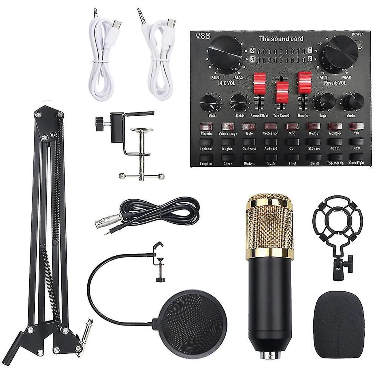 GENERICO - Kit Microfono Condensador Studio Pc Modelo Bm800 Tarjeta de Sonido