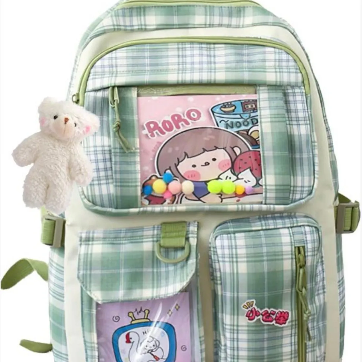 GENERICO - Mochila Kawaii Set de 4 piezas con accesorios Moda Coreana Q Tendencia