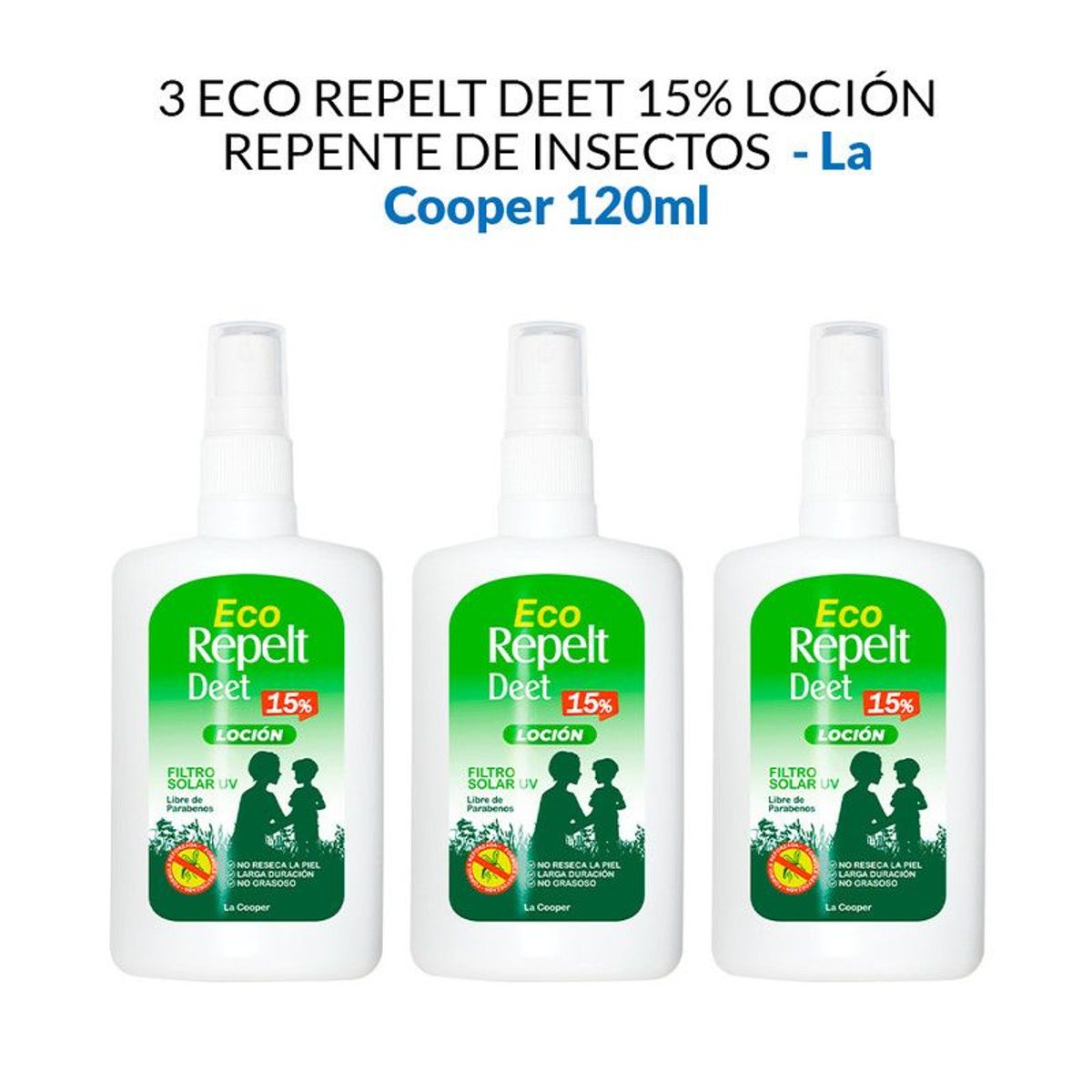 3 Eco Repelt Deet 15% Loción 120ml - La Cooper, marca GENERICO - Foto Principal