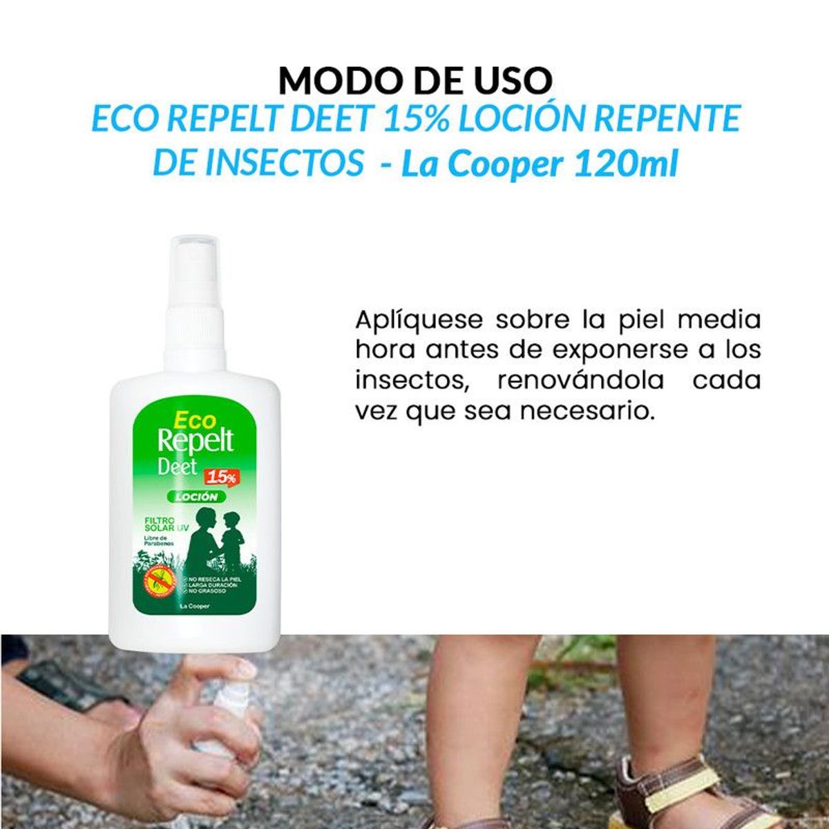 3 Eco Repelt Deet 15% Loción 120ml - La Cooper, marca GENERICO - Foto 2