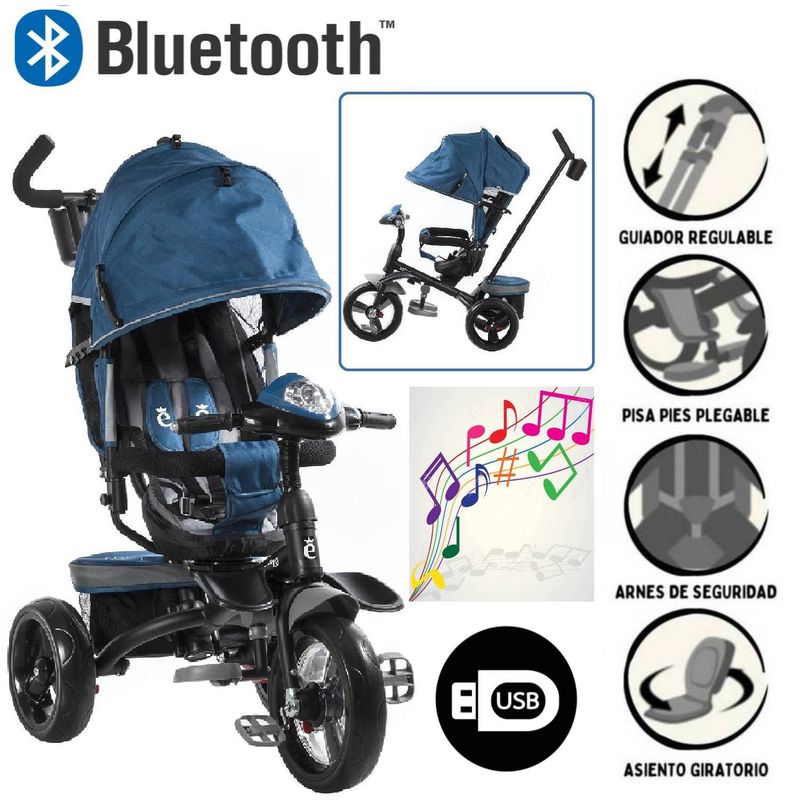 EBABY - Triciclo Paseador con Asiento Giratorio Sonido y Luces