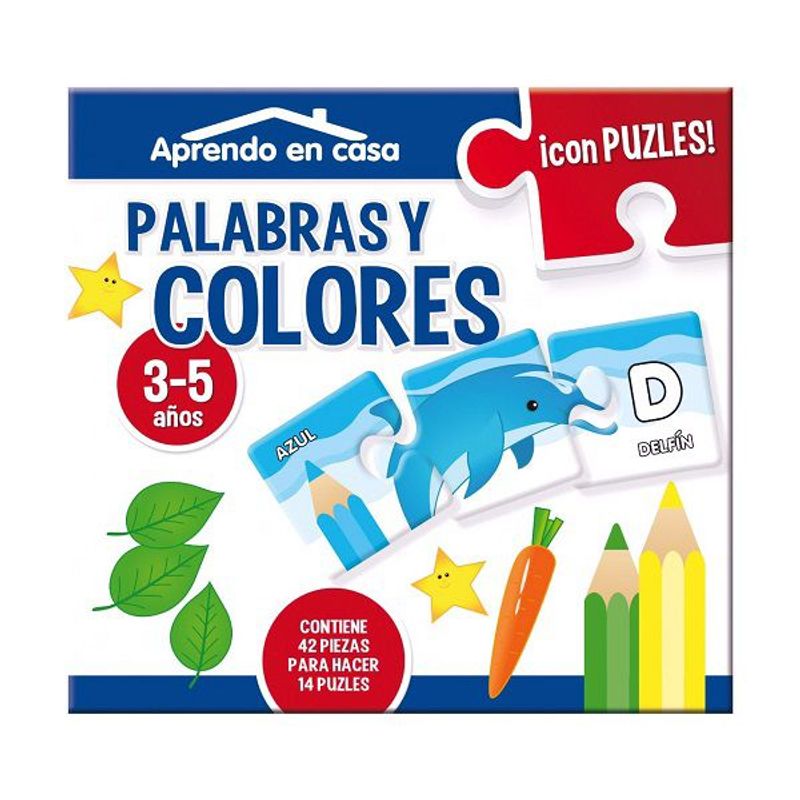 GENERICO - APRENDO EN CASA PALABRAS Y COLORES CON PUZLES 3 PIEZAS