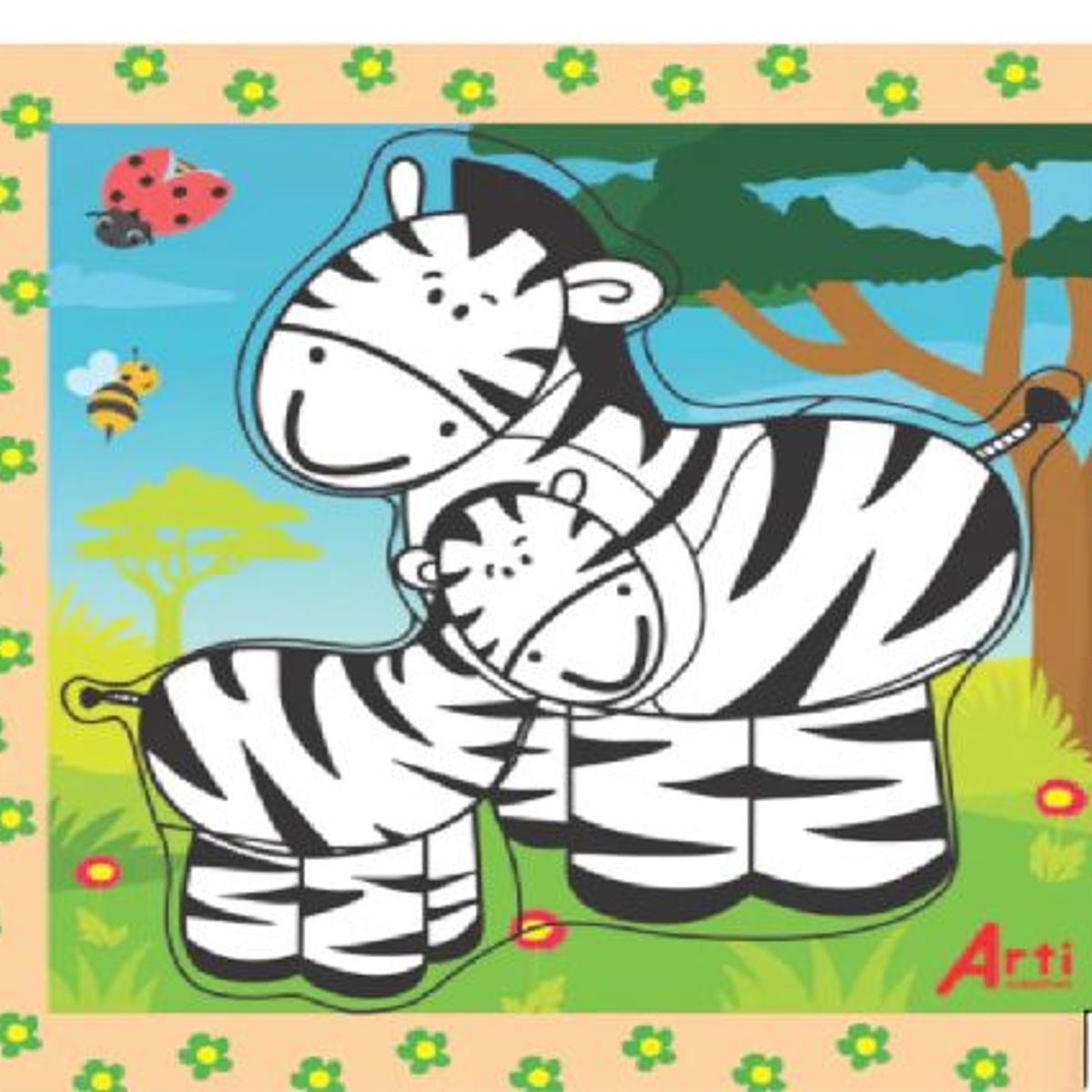 GENERICO - Rompecabezas de Encaje Cebras - 7 Piezas