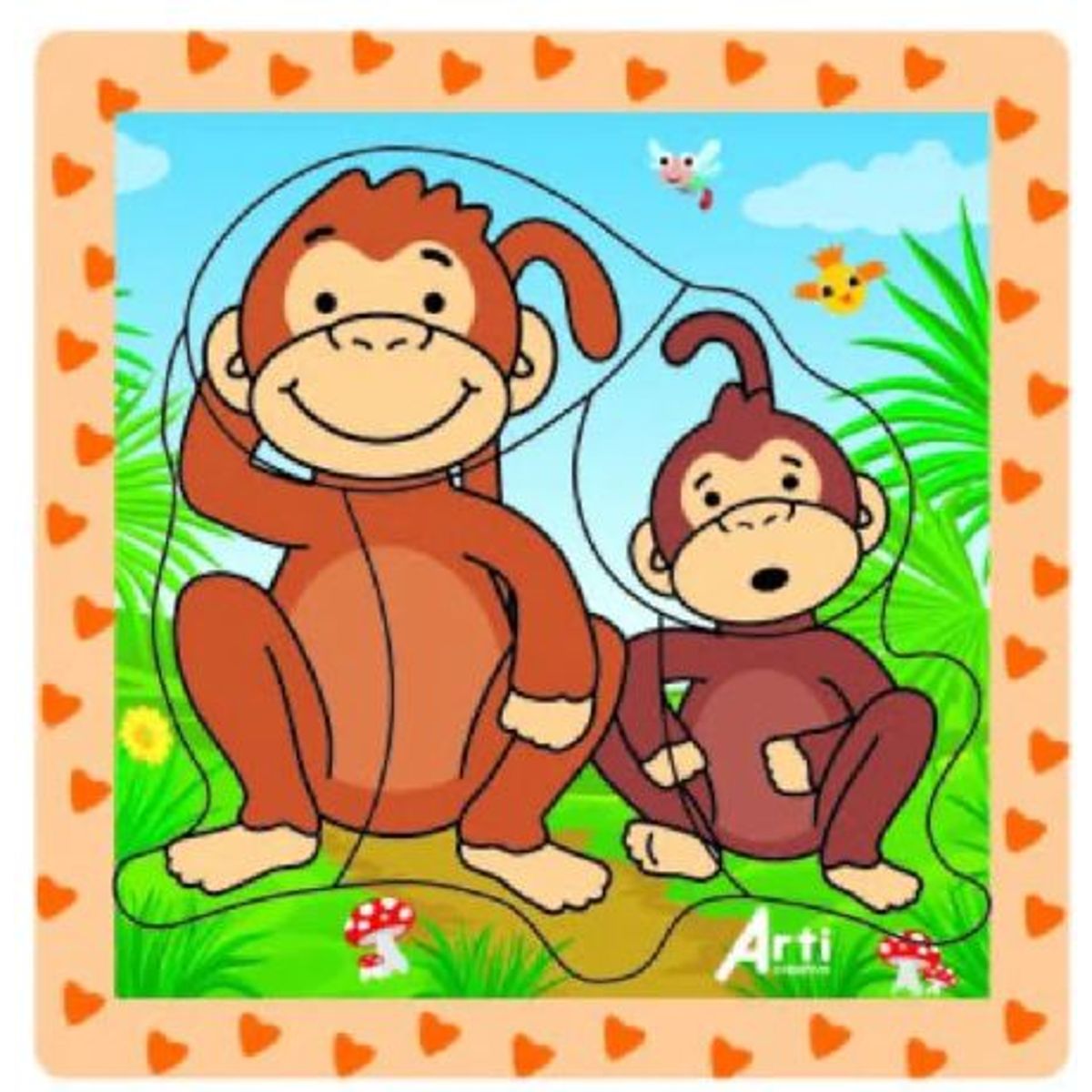 GENERICO - Rompecabezas de Encaje Mono - 5 Piezas