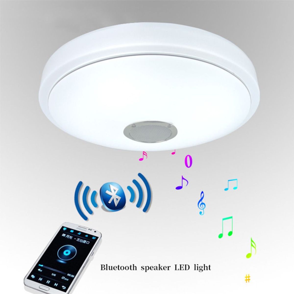 GENERICO - Plafon Led Circular Oslo 48W Con Parlante Y Bluetooh Baita