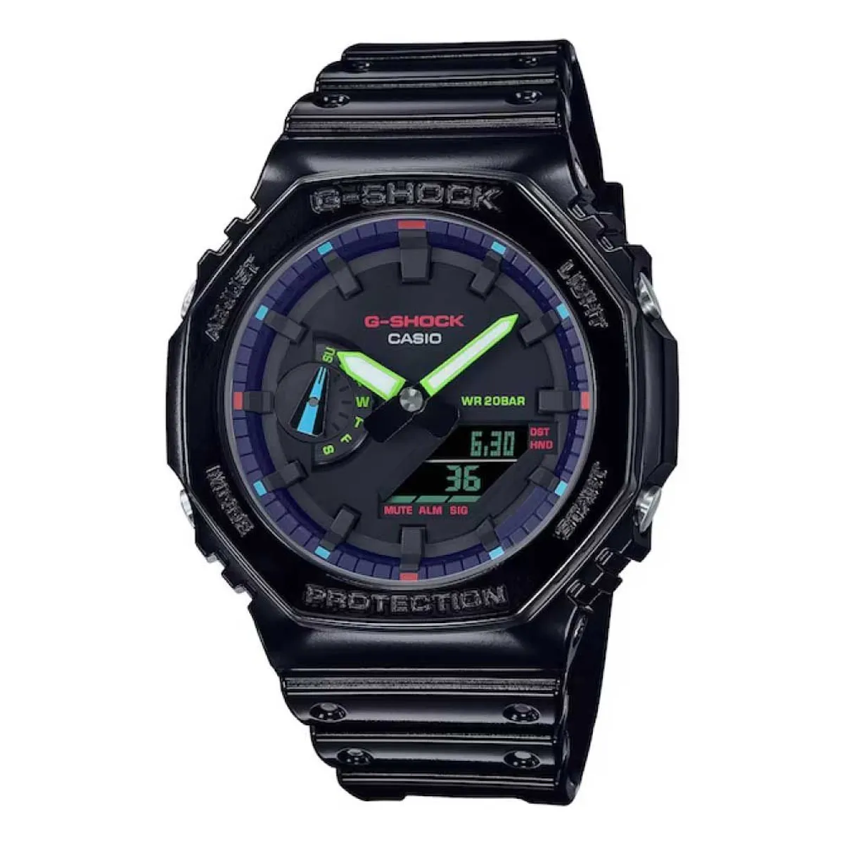 G-SHOCK - Reloj G-Shock Octogonal Resina Negro GA2100RGB-1A