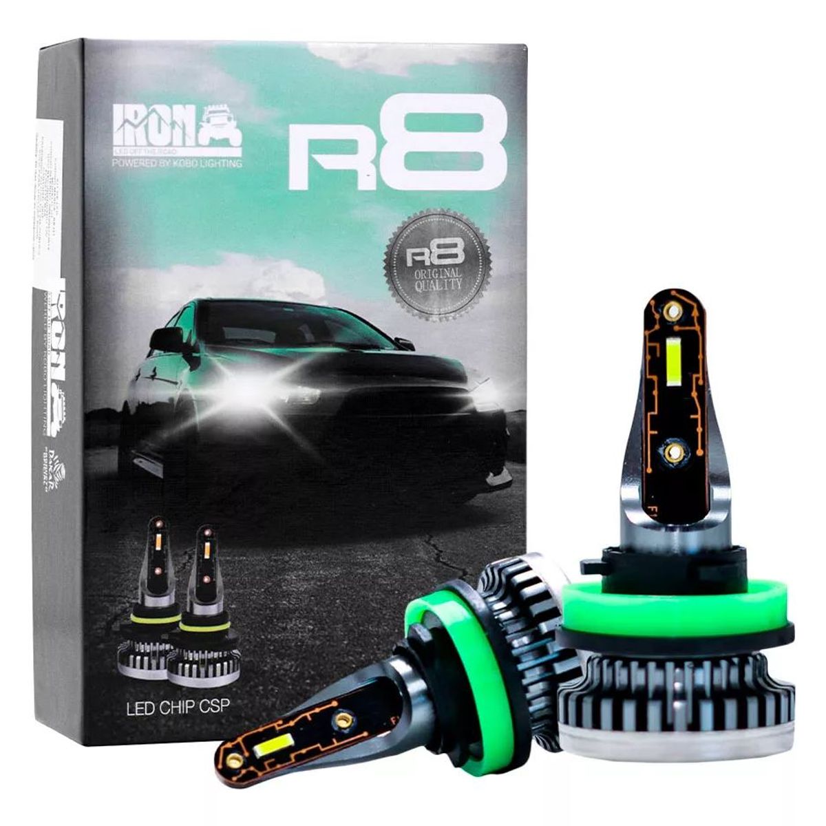 KOBO - Kit de Focos LED R8 Iron Chip CSP H11 Tecnologi­a  Alemana