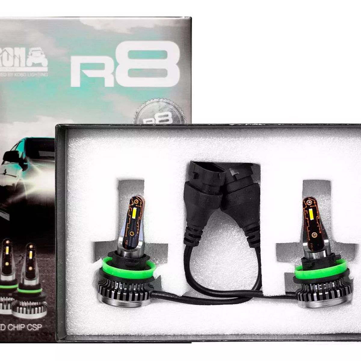 KOBO - Kit de Focos LED R8 Iron Chip CSP H11 Tecnologi­a  Alemana