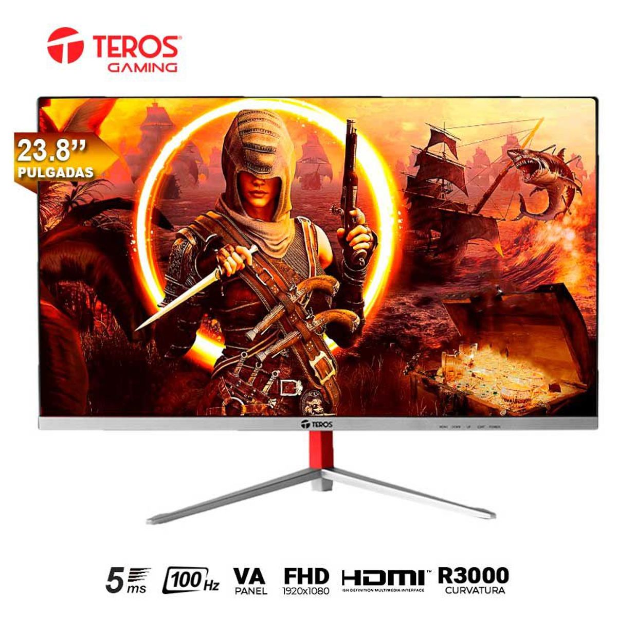 TEROS GAMING - Monitor Teros TE-2401S VA 100Hz Full HD VGA HDMI CURVO